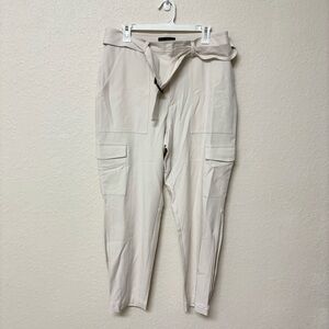 Banana Republic Cream Slim Refined Stretch Cargo Pants Women’s Belted Size 12L